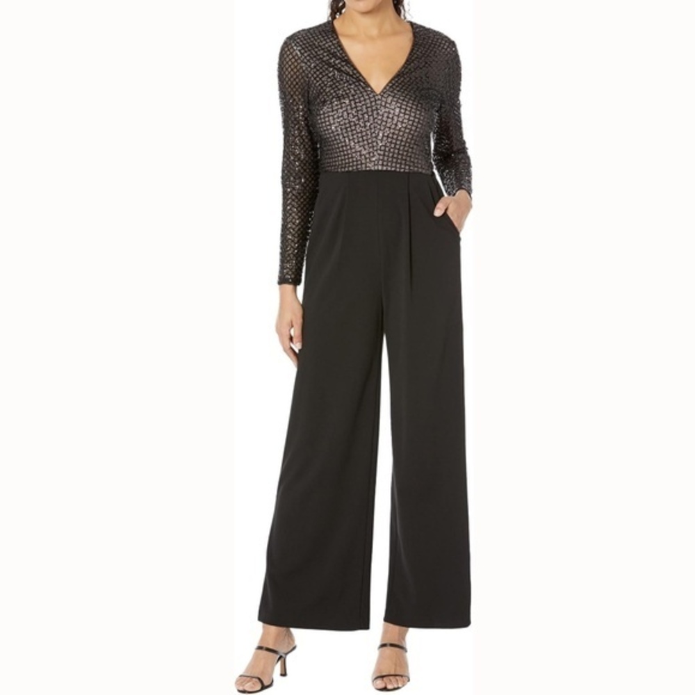 Calvin Klein - Long Sleeve Sequin Bodice Jumpsuit